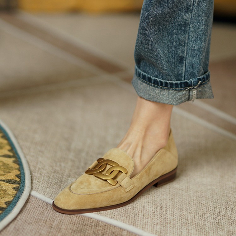 Womens Heels - Zamszowe damskie mokasyny wiosna/jesień na niskim