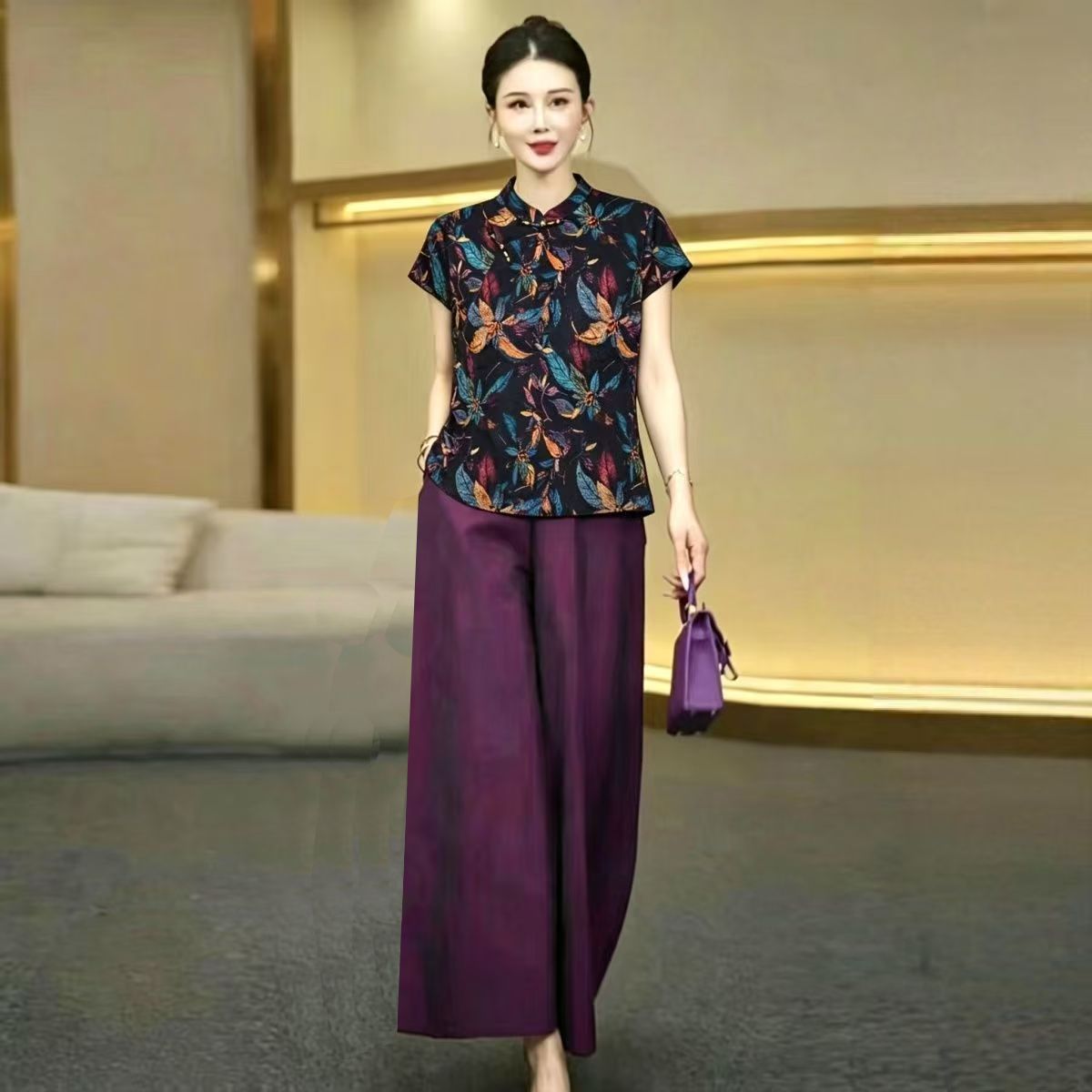 Silk Blouse - Jedwabny garnitur na lato, nowy, retro,