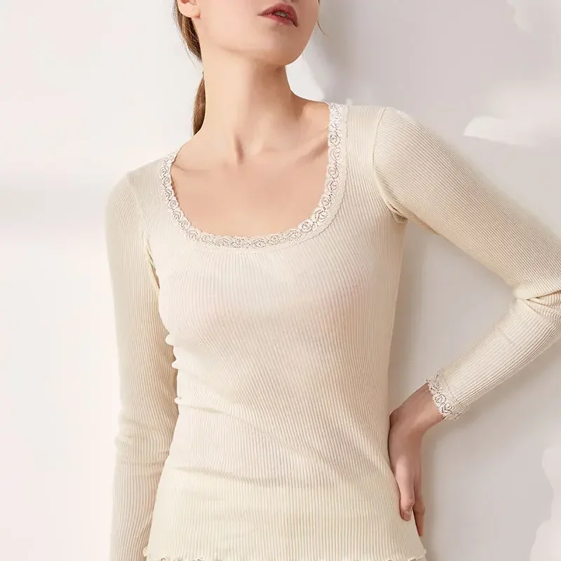 Silk Blouse - Jesienno-zimowa ciepła bielizna damska z jedwabiu