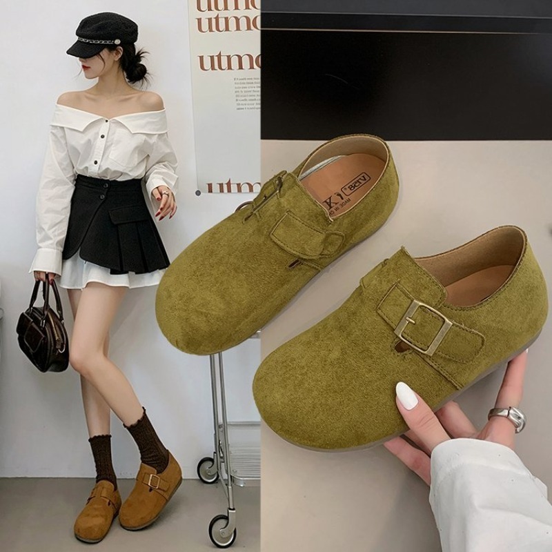 Womens Heels - Damskie zamszowe buty typu Birken z