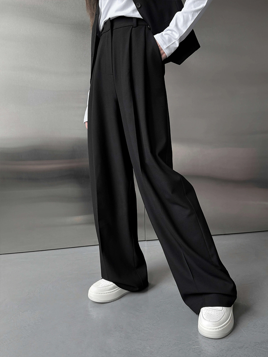 Tailored Trouser Wide - Damskie spodnie do garnituru, szerokie nogawki,