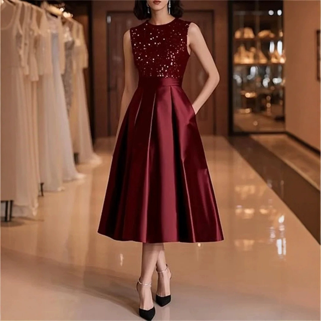 Burgundowa Sukienka Midi z Sat – Midi Dress recenzja i cena